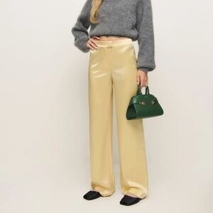 NWT!!! Reformation Mimi Low Rise Satin Pant Yellow - Size 2